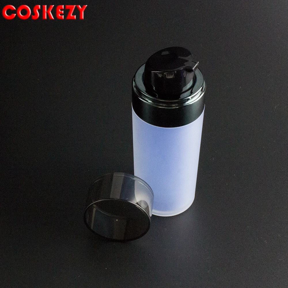 Factory Price Serum Airless Pump Frosted Light Blue Plastic Airless Bottle Empty Lotion Airless Dispenser 50ml