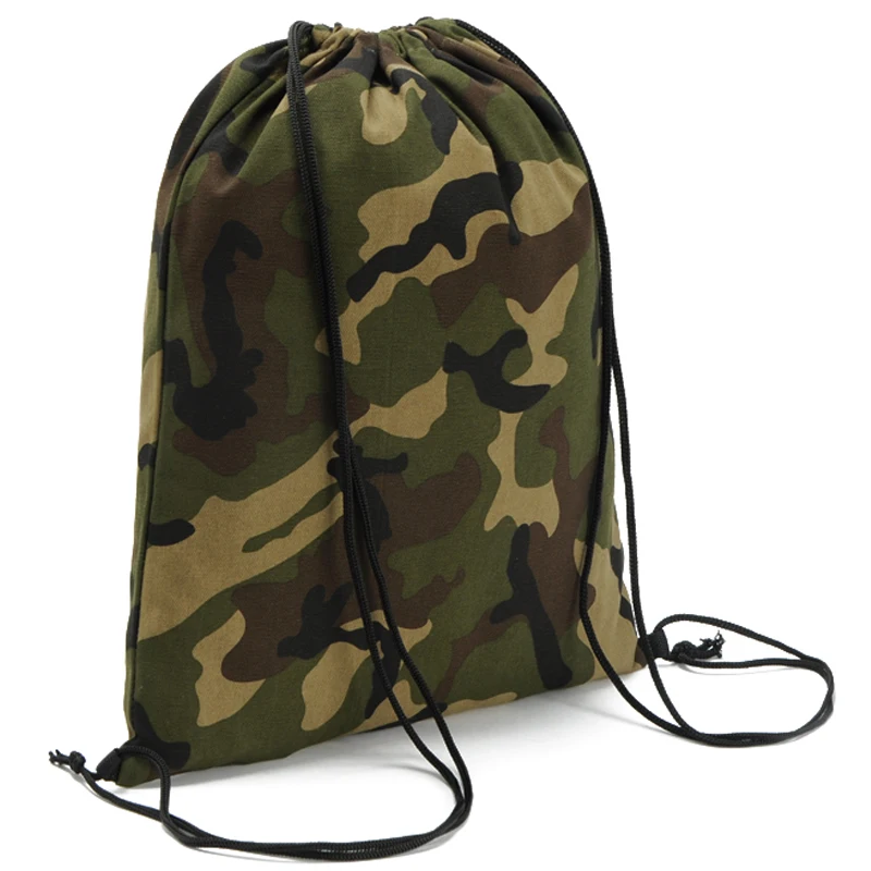 Camouflage Cotton Draw String Backpack Large Custom Sublimation Logo Waterproof Canvas Dust Pouch Bag For Shoe Gift Cloth Pack