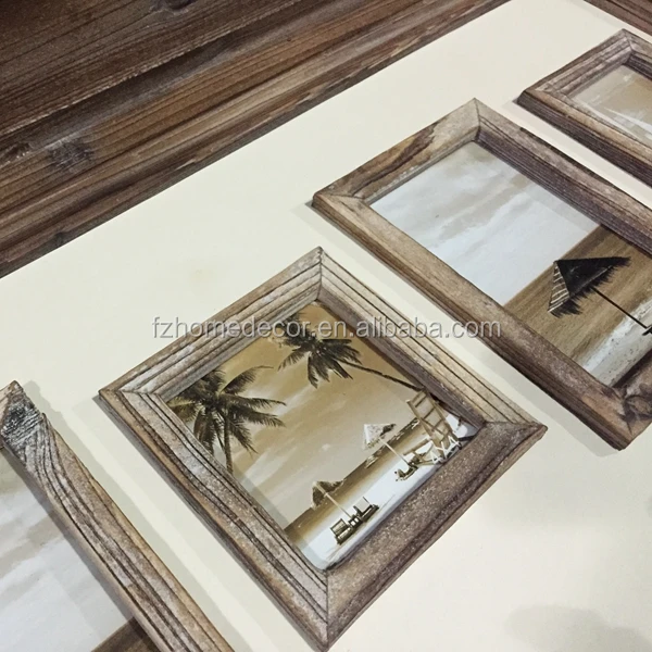 Retro wall shelf with photo frames