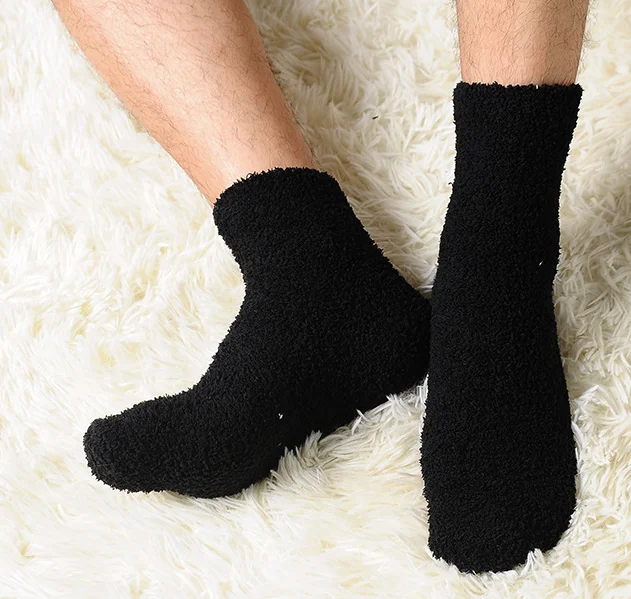 
Popular cozy fuzzy crew socks pom pom yarn Fluffy Multi Color Thermal Warm cozy home socks men 