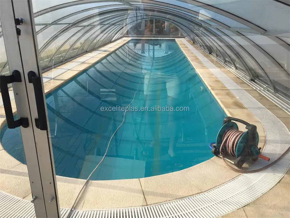 China Products Manufacturers PC Panel Retractable Aluminum Swimming Pool Enclosure