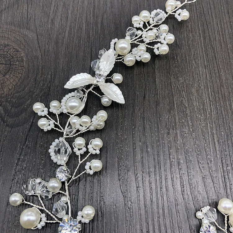 SHSS2025 hot sale flower hair accessories bridal jewelry silver color pearl hair headbands