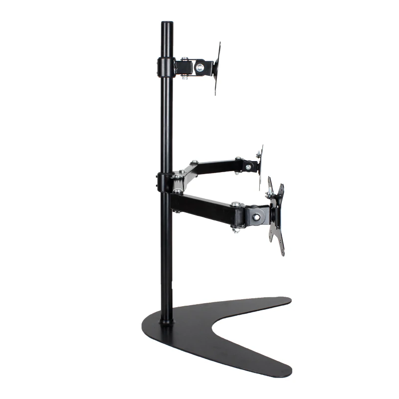 Steady Full MotionTriple Monitor Arms FreeStanding Desk Mount Stand for 3 LCD LED Computer Screens up to 24