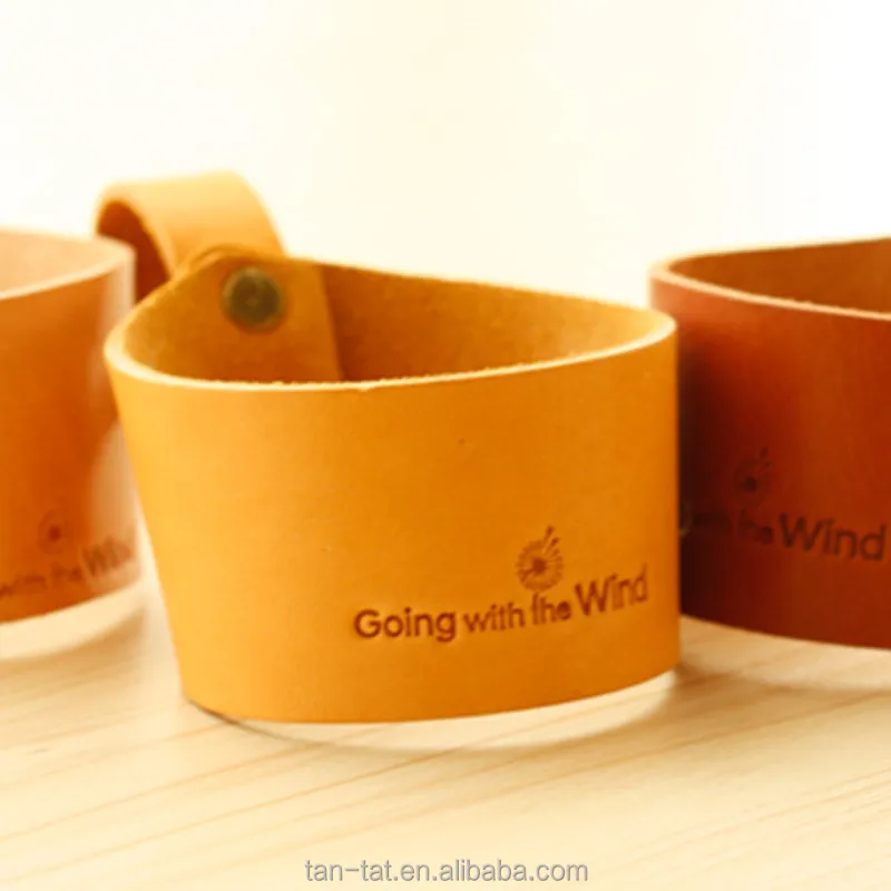 Organic Real Leather Mason Jar Holder Coffee Cup Sleeve
