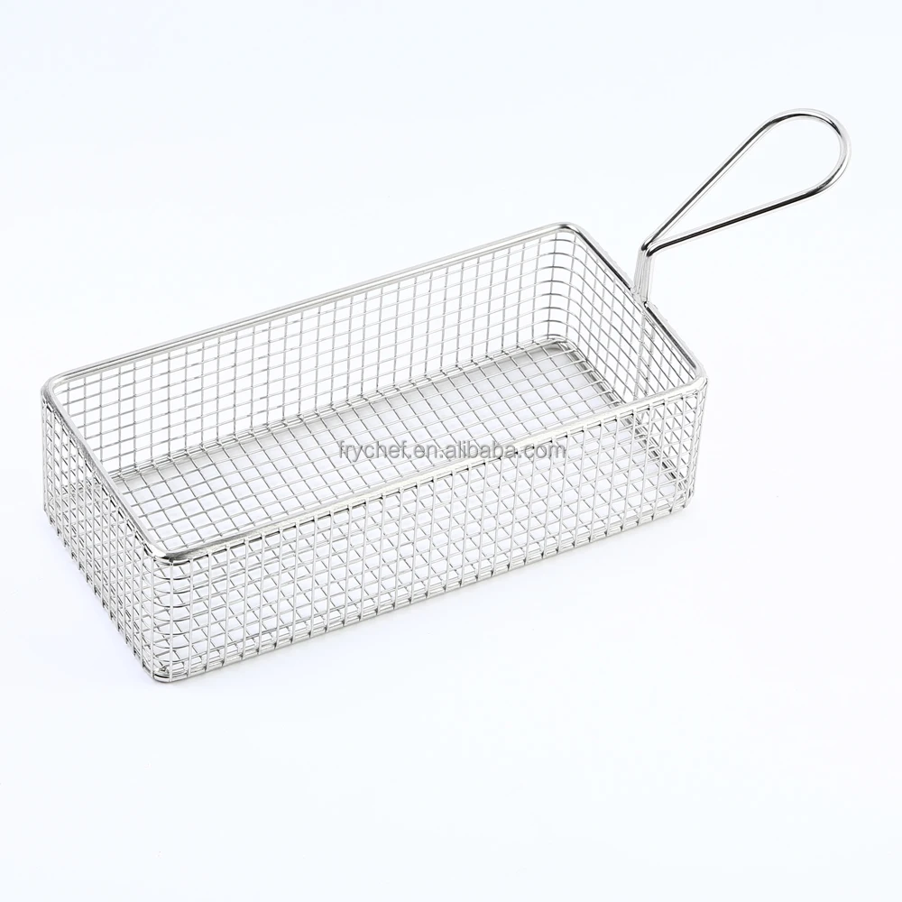 Square Mini French Fry Basket Coarse Mesh Chip Serving Tray Basket Presenting Fried Fish and Bread Snack and More
