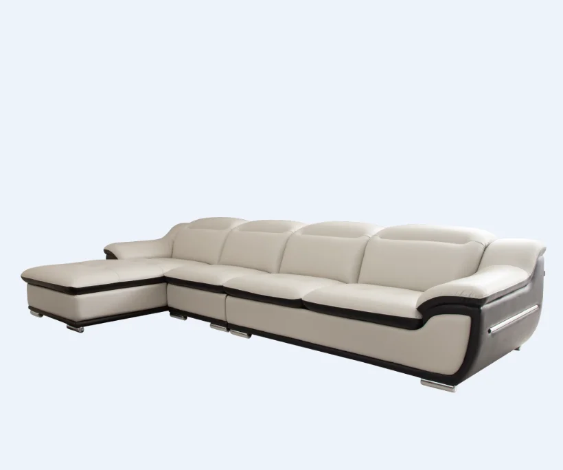 Modern leather sofa set furniture wooden leg frame, modern living room sofa set for home furnitures