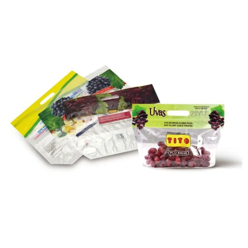 Clear fresh fruit packing bag with zipper and breath hole for strawberry grape cherry