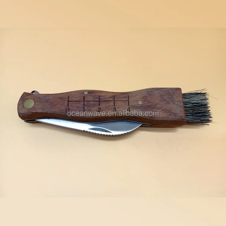 Multi Wood Handle Mushroom Knife With Brush