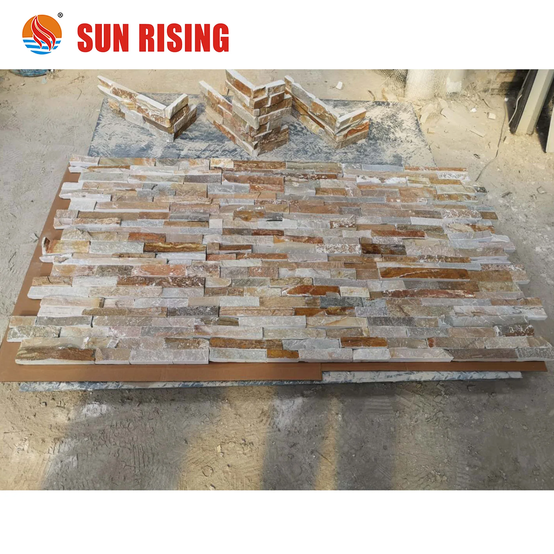 Popular Yellow Wooden Slate Culture Stone For Wall Cladding Decoration