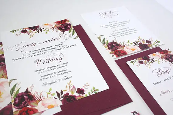 Letterpress RSVP cards wedding invitation
