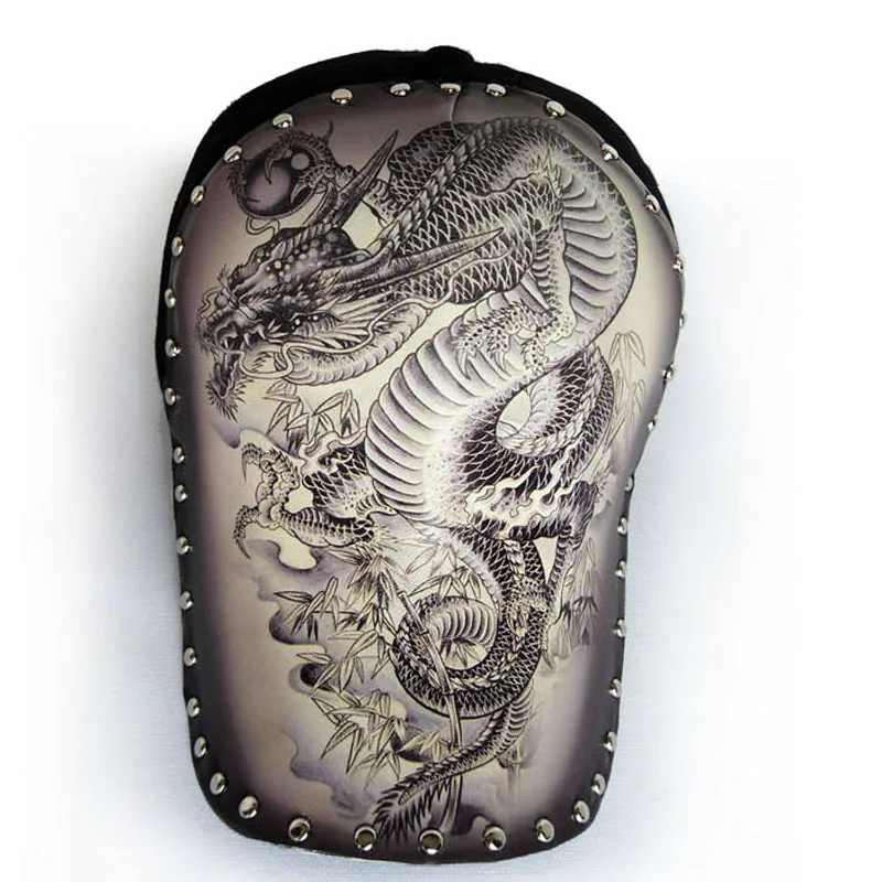 
New style fashion rivet dragon pattern printed baseball hat cap 