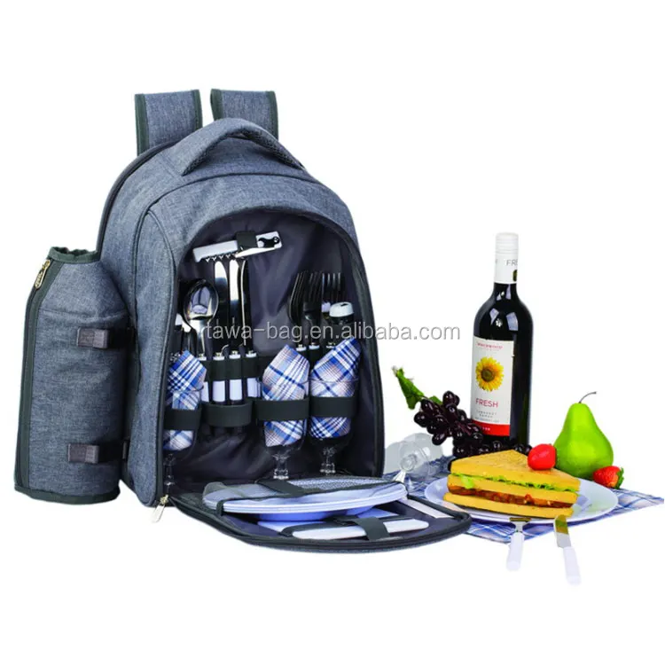 4 Person Picnic Bag with carrying handle/wine holder and backpack straps