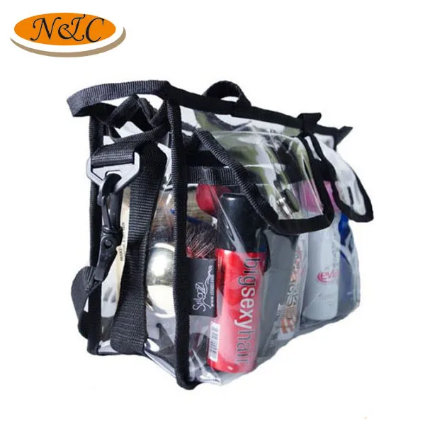 Avon Audit factory clear pvc cosmetic bag with removable and adjustable shoulder strap,clear makeup bag