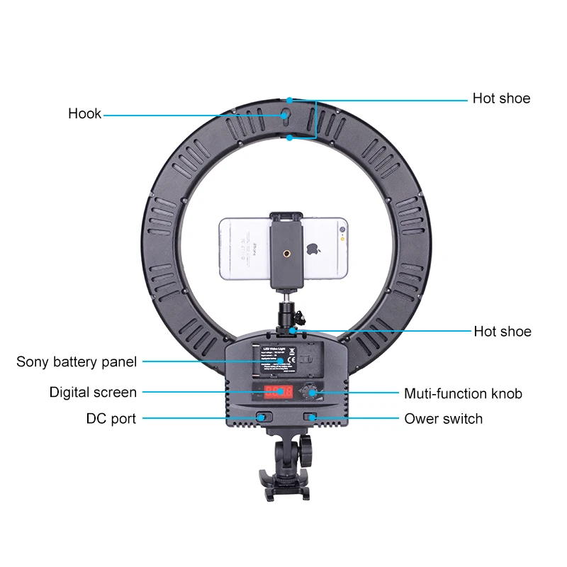 12 inch 240 Dimmable LED Ring Light Photography for Video Broadcast Studio Make Up Falcon Eyes OEM Ring Light
