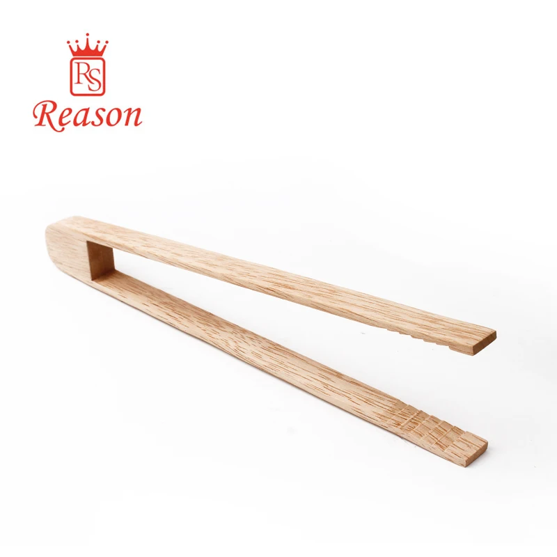 BBQ mini oak wooden food tongs