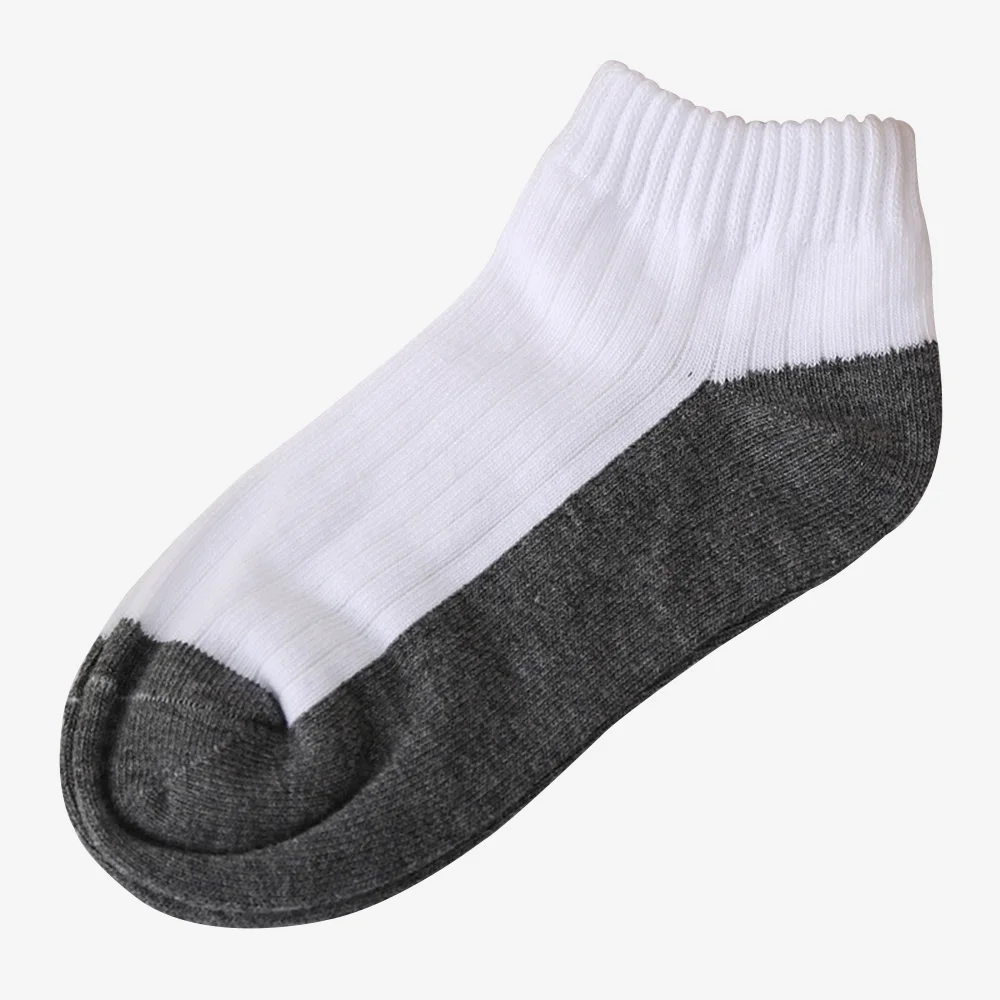 Custom Black Sole White Short Sport Socks for School Children