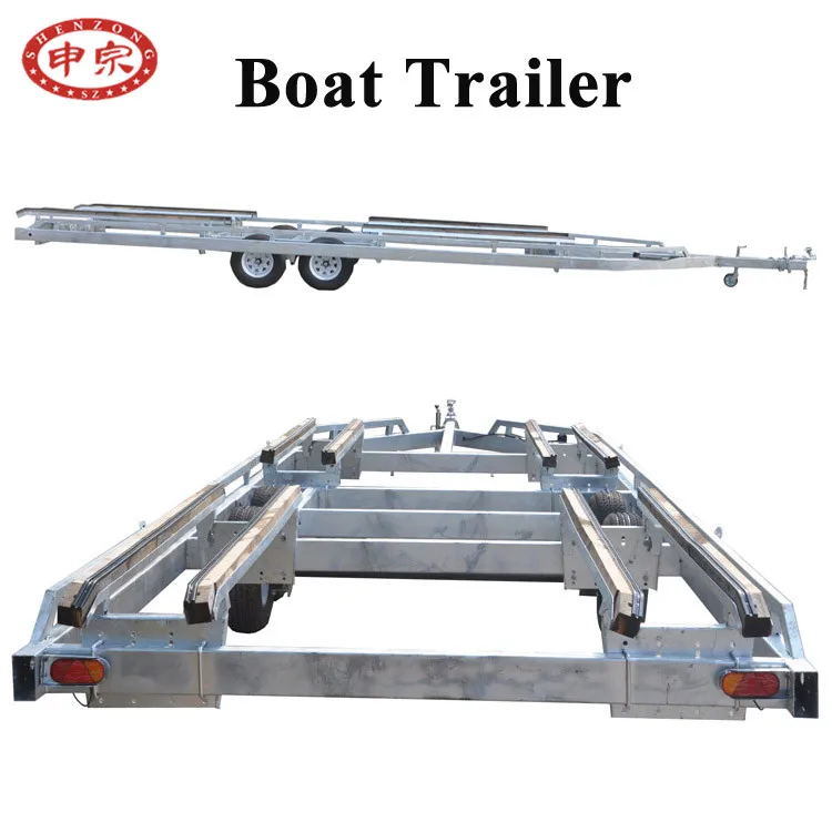 Rubber roller double axle galvanized steel boat trailer for heavy boat