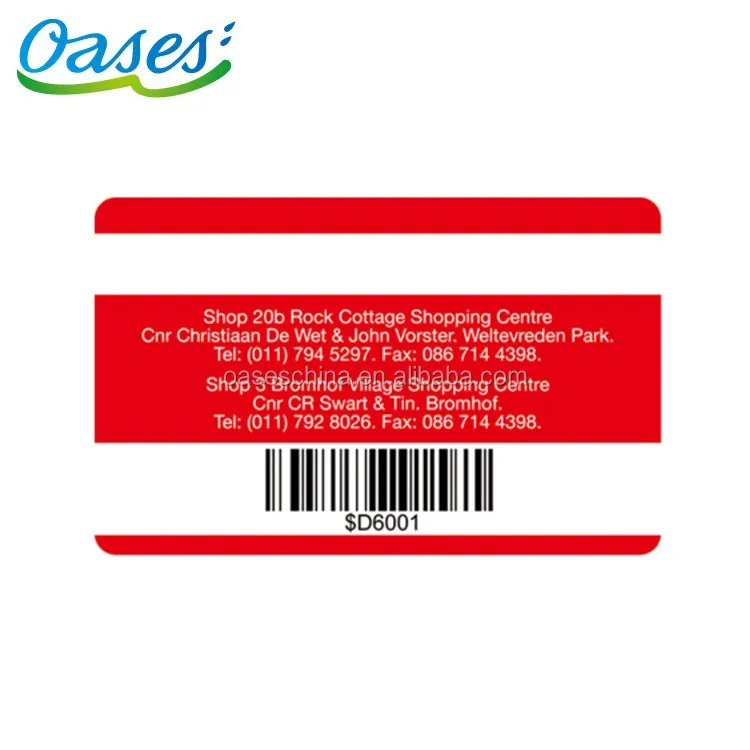 Credit card size plastic gift card with serial number