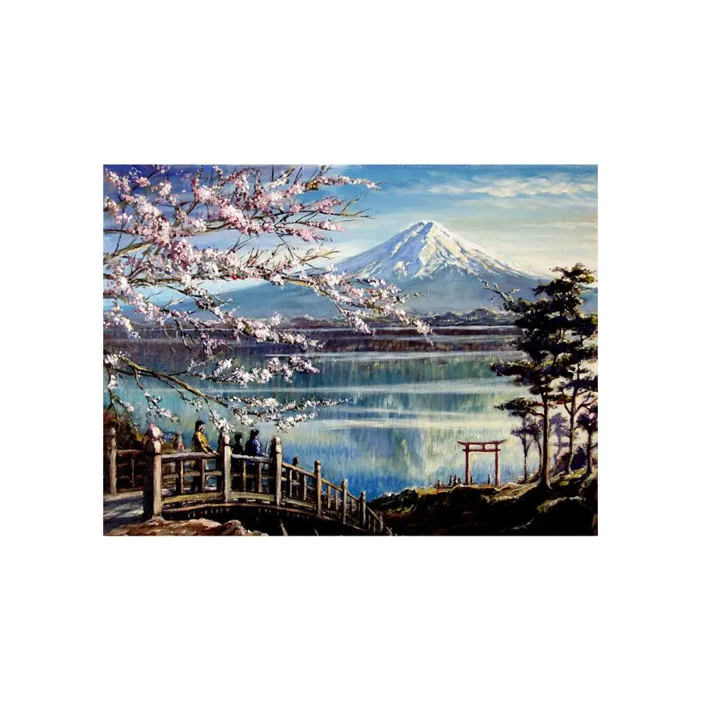 japan mount fuji abstract mosaic DIY wall painting for office decor