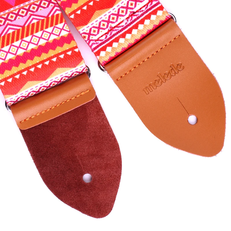 Guitar Strap Chinese Red and Orange Porcelain Adjustable Guitar Strap Unique Gift for Guitarist