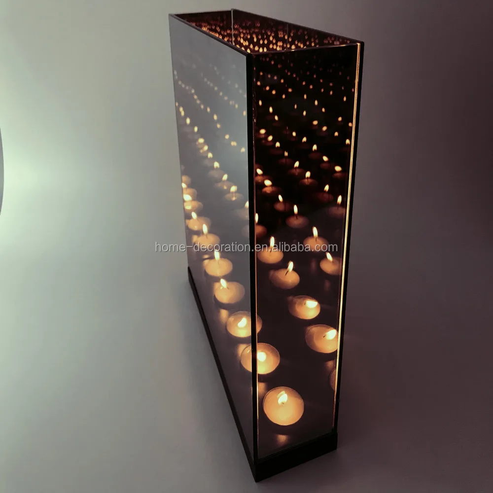 5 infinity glass cube mood light with wooden base