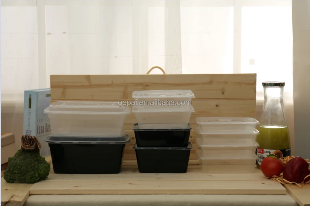 Wholesale 500ml Plastic Disposable Food Packaging Box Rectangle   PP Juice Snacks Baby Food Cake Lunch Candy Salad Sushi