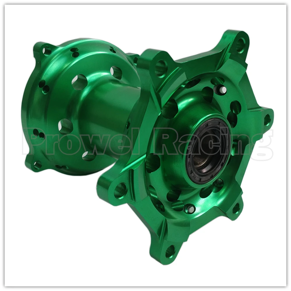 Motorcycle CNC Green Front Rear Wheel Hubs Set For KX250 06-08 19-20 KX250F KX450F 06-18