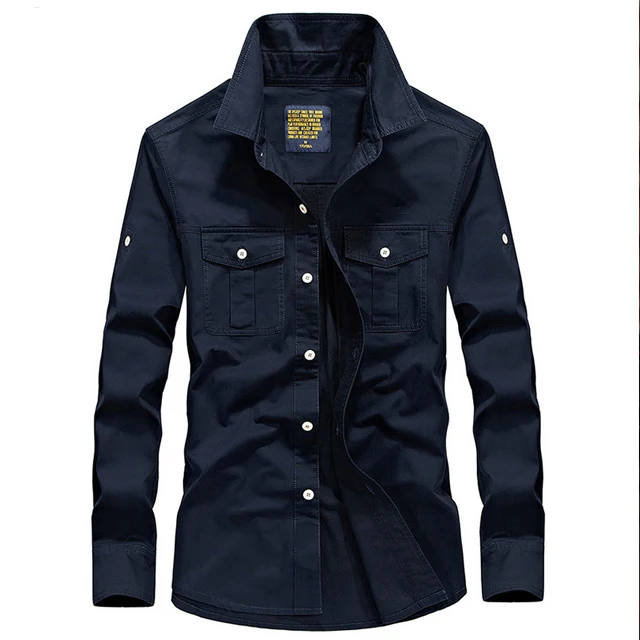 Custom new design casual plain dark blue denim shirt jackette for men