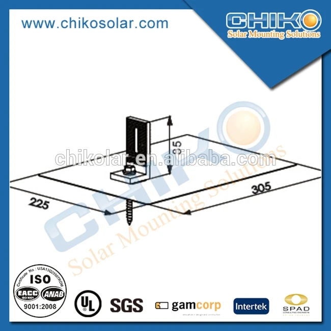Quick fixed solar mounting support bracket on asphalt concrete roof