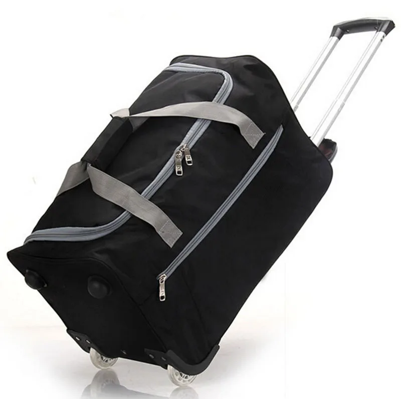 2023 Promotion Unisex Polyester Duffle Trolley Bag with Logo and Letter Pattern Zippered Wheeled Travel Bag