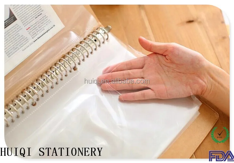 2024  hot selling  Office stationery 11 holes Transparent Clear Sheet protector Loose Leaf file pockets for office
