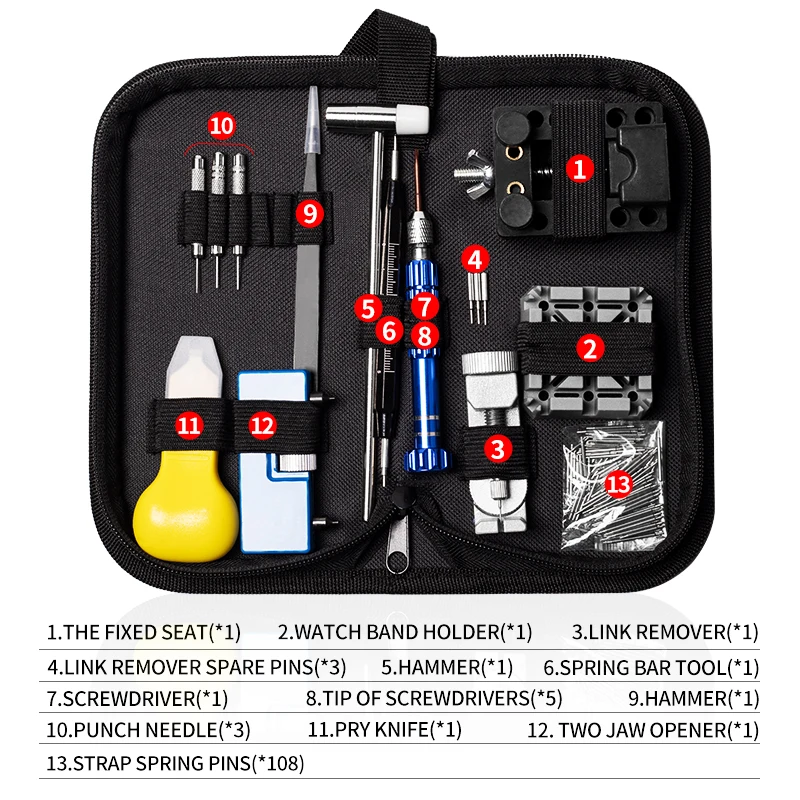 Best selling professional 128 PCS watch repair tool kit  with carrying bag