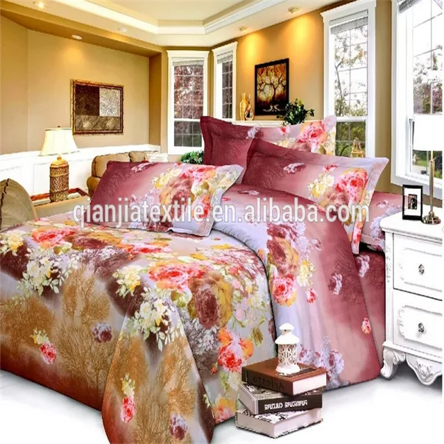Factory produce 100% polyester  material 85gsm pigment printed  fabric for bedsheet ste