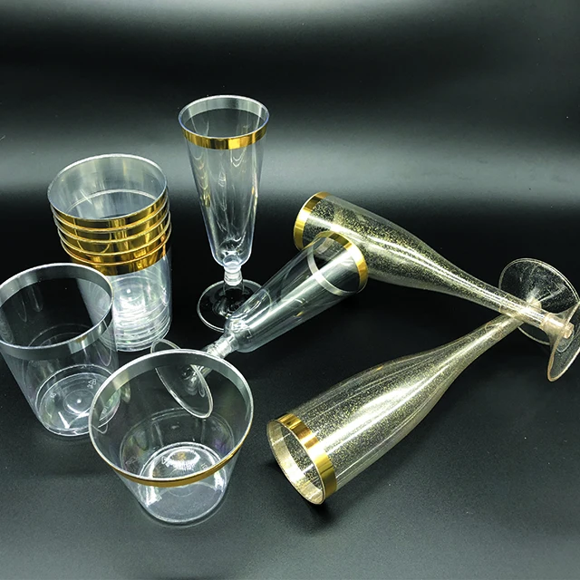 7oz silver rim plastic cups 12oz plastic cup 9OZ champagne glass