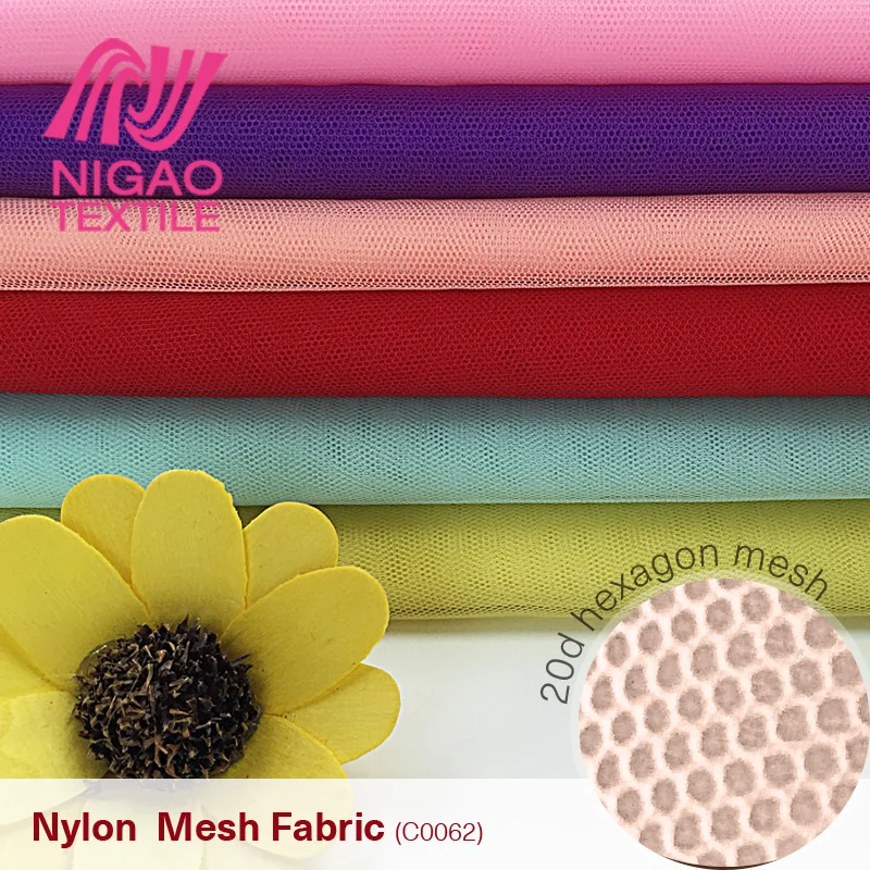 
100% Nylon Textile Mesh Fabric Breathable Material Hexagonal Holes Net Fabric Wedding Tulle Fabric Colors Lightweight Knitted 