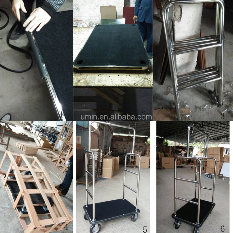 Hotel Bellman Used Gold Luggage Trolley