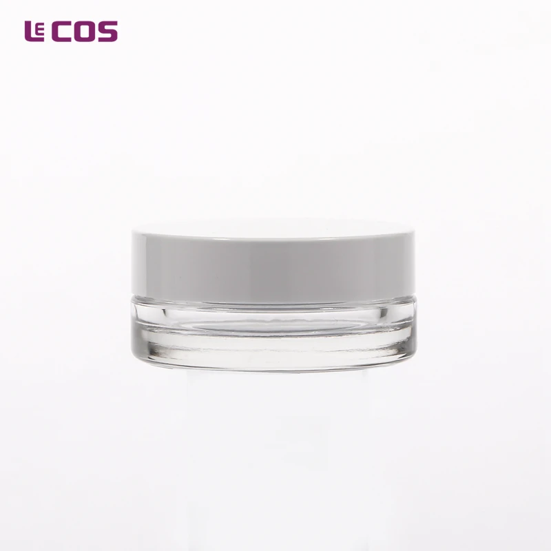 High Quality Wide Mouth Low Profile 15 Gram /0.5 OZ  Cosmetics Glass Airtight Jar Packaging Screen Printing Facial Cream
