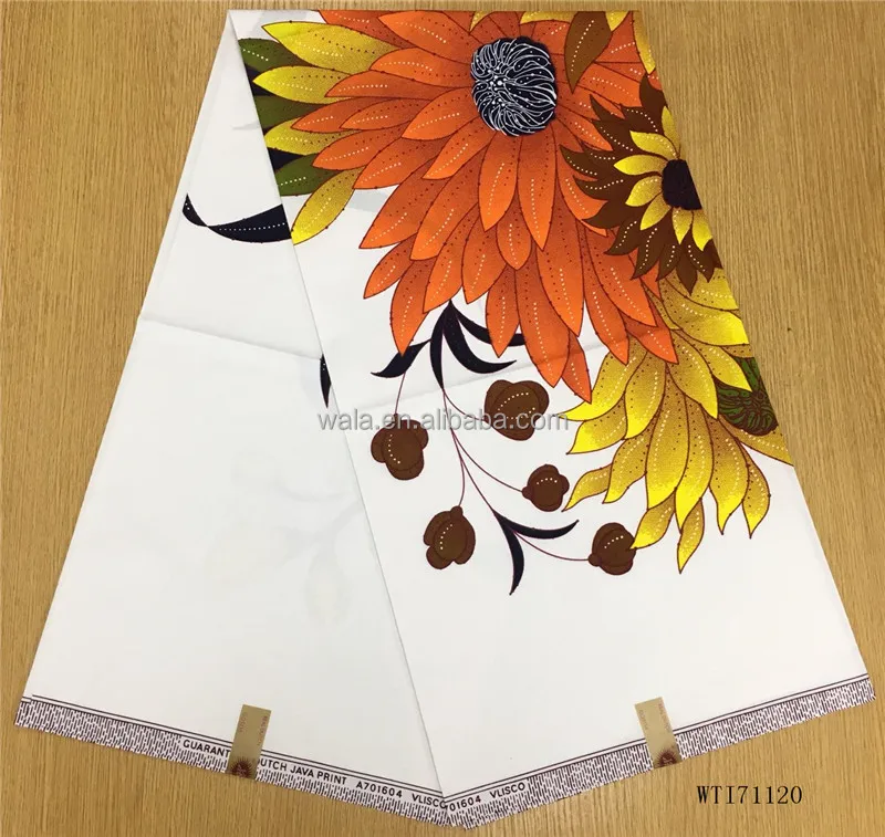 
WTI71120 High quality african wax fabric wholesale 6 yards/big flower cotton wax fabric 