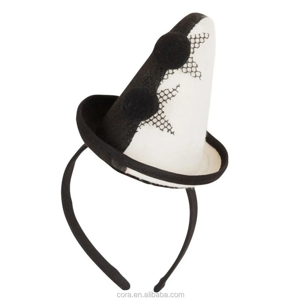 Pierrot Mini Cone Clown Hat Mime Headband Circus Party Fancy Dress Costume Accessory