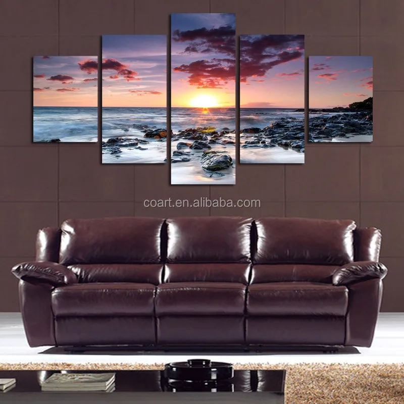 5 Panel seascape canvas print wall art for home decoration