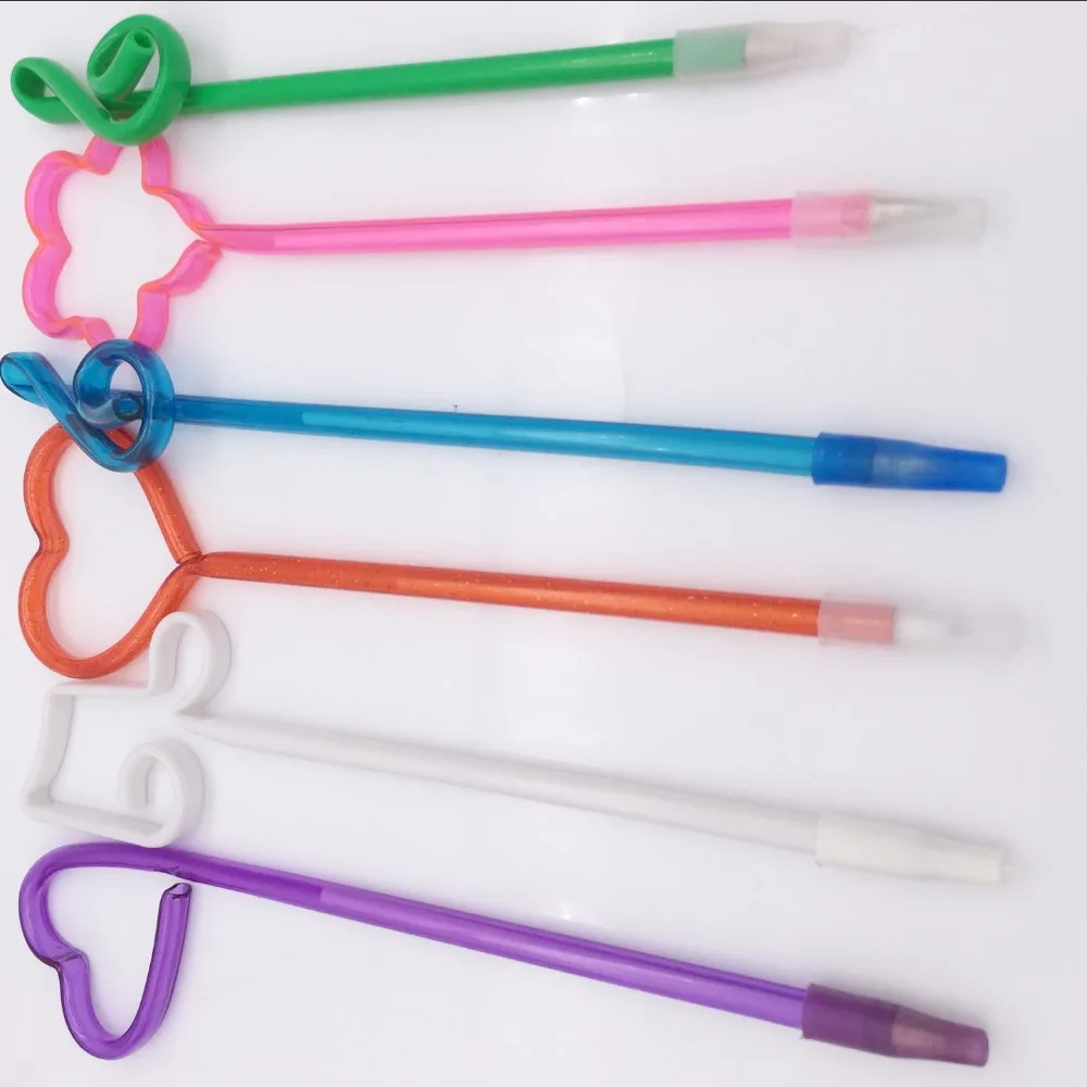 Music note Heart Shaped drinking Straw Plastic Ball Pen