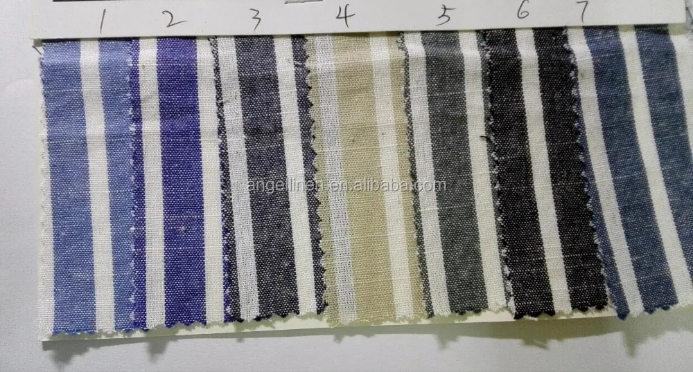 stone washed linen/cotton color woven stripes fabric in small quantities and many colors for wholesale
