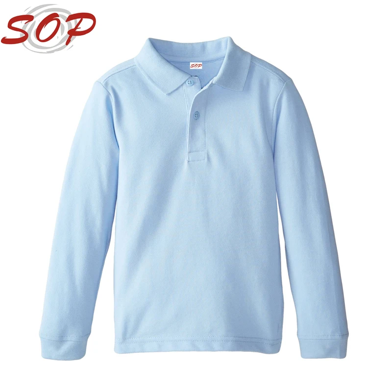 Primary Designs School Uniform Long Sleeve Polo Shirts With High Quality