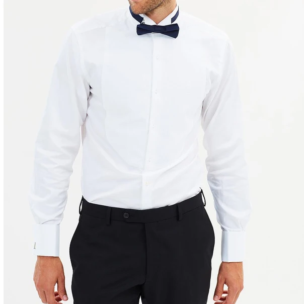 High quality bespoke pleat fronted wing collar men dress tuxedo shirt for men