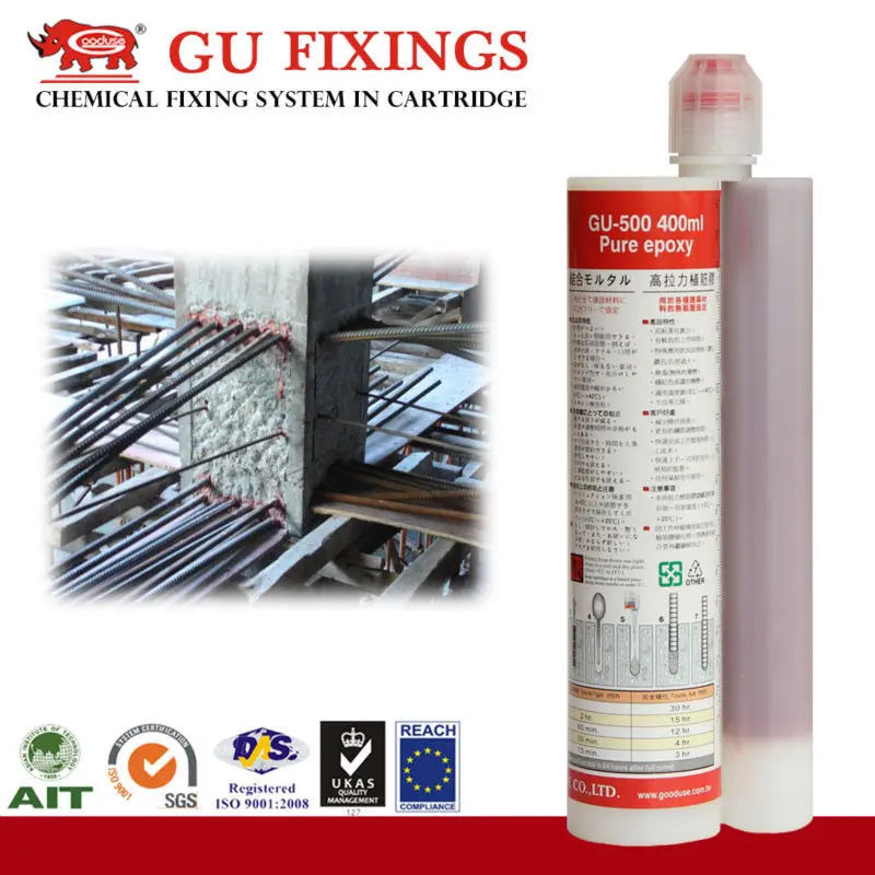 Construction steel rod injection cartridge systems bonded anchor