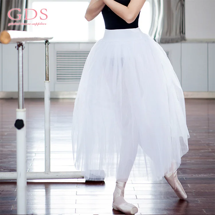 Romantic Length Ballerina White 4 Layers Mesh Tutu for Practice