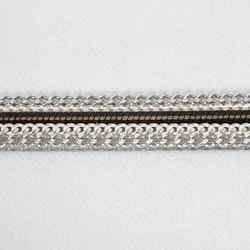 Decorative Accessories Chain Edged Hotfix Adhesive Rhinestone Trims with Black Braided Ribbon
