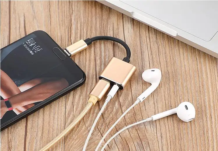 USB C to 3.5mm Audio Adapter  New Version 2 in 1 USB Type C Male to 3.5mm Female Earphone Converter Dongle and Charging
