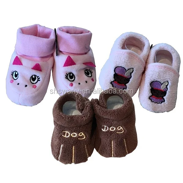 Цветные Милые носки-тапочки с вышивкой для новорожденных девочек и мальчиков, носки-тапочки с животными, обувь