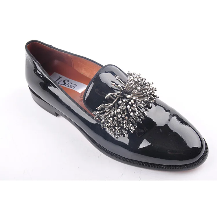 Special design steel nails paint leather black women shoes